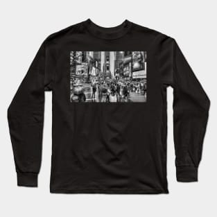 Times Square, Broadway, Black And White Long Sleeve T-Shirt